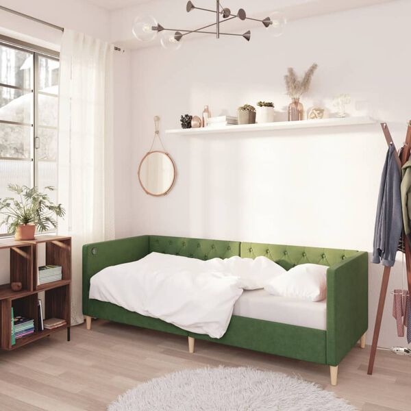 vidaXL Slaapbank met matras en USB stof donkergroen 90x200 cm