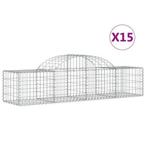 vidaXL Schanskorven 15 st gewelfd 200x50x40/60 cm gegalvaniseerd ijzer