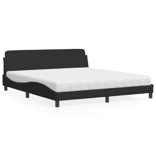 vidaXL Bed met matras "Dover" fluweel zwart 180x200 cm