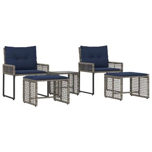 vidaXL Buitenmeubelset 5 st Grijs en Marineblauw