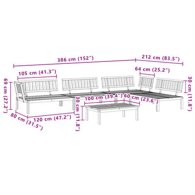 vidaXL 5-delige Loungeset pallet massief acaciahout