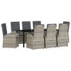 vidaXL Tuin eettafelset met kussen 9 pcs Grijs poly rattan