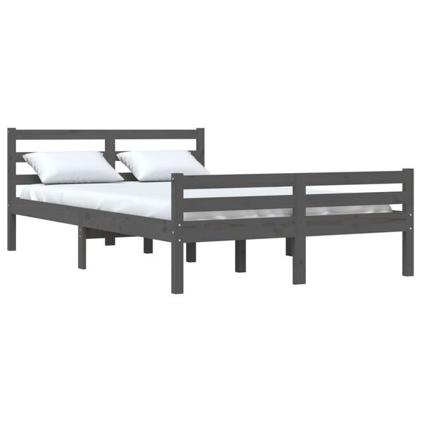 vidaXL Bedframe massief hout grijs 160x200 cm