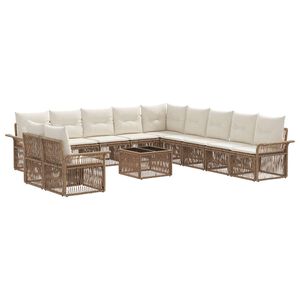vidaXL Tuinbankenset 12 pcs Beige poly rattan
