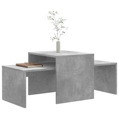 vidaXL Salontafelset 100x48x40 cm bewerkt hout betongrijs