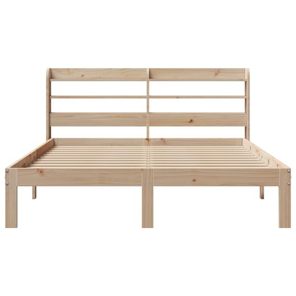 vidaXL Bedframe met hoofdbord massief grenenhout 135x190 cm