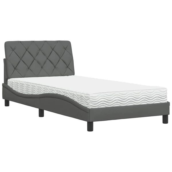 vidaXL Bed met matras stof donkergrijs 100x200 cm