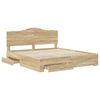 vidaXL Bedframe met hoofdeinde Sonoma Eiken 200 x 200 cm Bewerkt hout