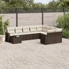 vidaXL 10-delige Loungeset met kussens poly rattan bruin