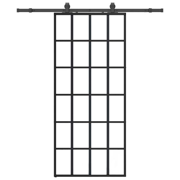 vidaXL Schuifdeur met beslagset 90x205 cm ESG glas zwart