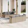 vidaXL 8-delige Loungeset met kussens poly rattan beige