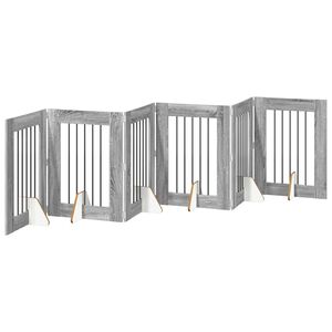 vidaXL Opvouwbaar hondenhek met standaards 6 pcs Grijs sonoma 362 cm