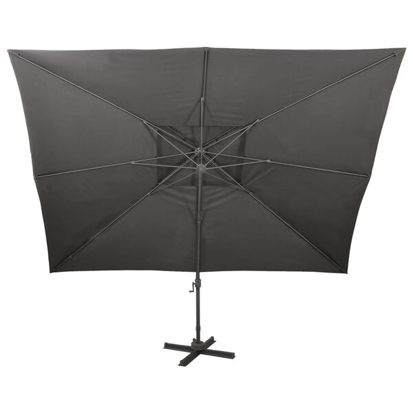 vidaXL Zwevende parasol met dubbele bovenkant antraciet 400x300 cm