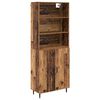 vidaXL Hoge kast Oud Hout 69,5 x 34 x 180 cm Geengineerd Hout en Glas
