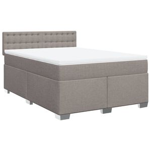 vidaXL Boxspring met matras stof taupe 140x190 cm