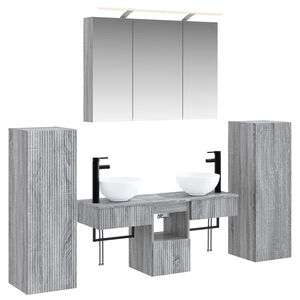 vidaXL Badkamermeubelset 6 pcs Grijs Sonoma Bewerkt hout en glas