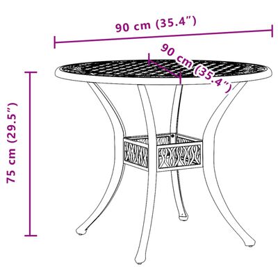 vidaXL Tuintafel Ø 90x75 cm gietaluminium zwart