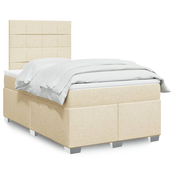 vidaXL Boxspring met matras stof cr&egrave;mekleurig 120x200 cm