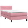 vidaXL Boxspring met matras fluweel roze 80x210 cm