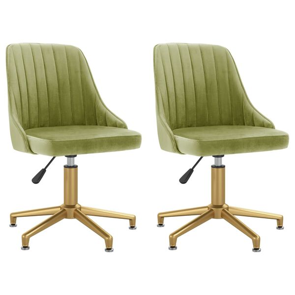 vidaXL Eetkamerstoelen draaibaar 2 st fluweel lichtgroen