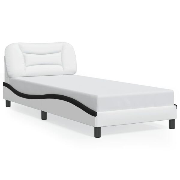 vidaXL Bedframe met LED zonder matras "Hvar" wit en zwart 90x190 cm