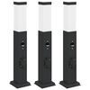 vidaXL Bolderverlichting met sensor en stopcontact 3 stuks 50 cm zwart IP44
