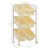 vidaXL Opbergtrolley met 6 bakken kunststof wit