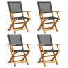 vidaXL Tuinstoelen 4 st inklapbaar poly rattan en massief hout zwart