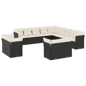 vidaXL 13-delige Loungeset met kussens poly rattan zwart