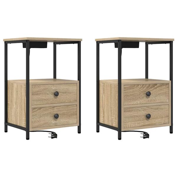 vidaXL Nachtkastje 2 pcs Sonoma Eiken 40 x 31 x 60 cm Bewerkt hout