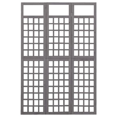 vidaXL Kamerscherm/trellis met 3 panelen 121x180 cm vurenhout grijs