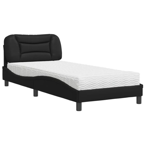 vidaXL Bed met matras "Hvar" kunstleer zwart 80x200 cm