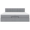 vidaXL Ottoman bed met matrassen en LED's 200x200cm stof lichtgrijs