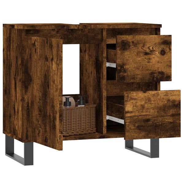 vidaXL Badkamerkast 65x33x60 cm bewerkt hout gerookt eikenkleurig