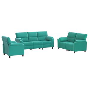 vidaXL Bankstel 3 pcs Turquoise fluweel