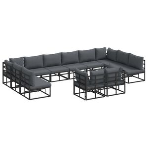 vidaXL Tuinbankenset met kussen 12 pcs Zwart Aluminium