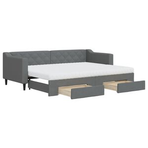 vidaXL Slaapbank onderschuifbed en lades 80x200 cm stof donkergrijs