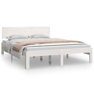 vidaXL Bedframe massief hout wit 150x200 cm