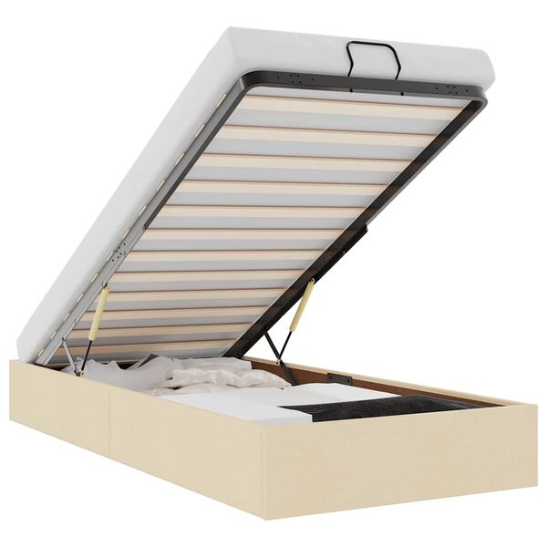 vidaXL Bedframe zonder matras 100x200 cm stof cr&egrave;mekleurig