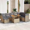 vidaXL 9-delige Loungeset met kussens poly rattan acacia beige