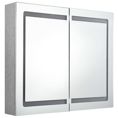 vidaXL Badkamerkast met spiegel en LED 80x12x68 cm betongrijs