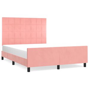 vidaXL Bedframe met hoofdeinde fluweel roze 140x190 cm
