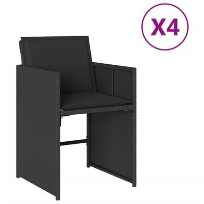 vidaXL Tuinstoelen 4 st met kussens poly rattan zwart