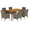 vidaXL 7-delige Tuinset met kussens poly rattan en acaciahout grijs