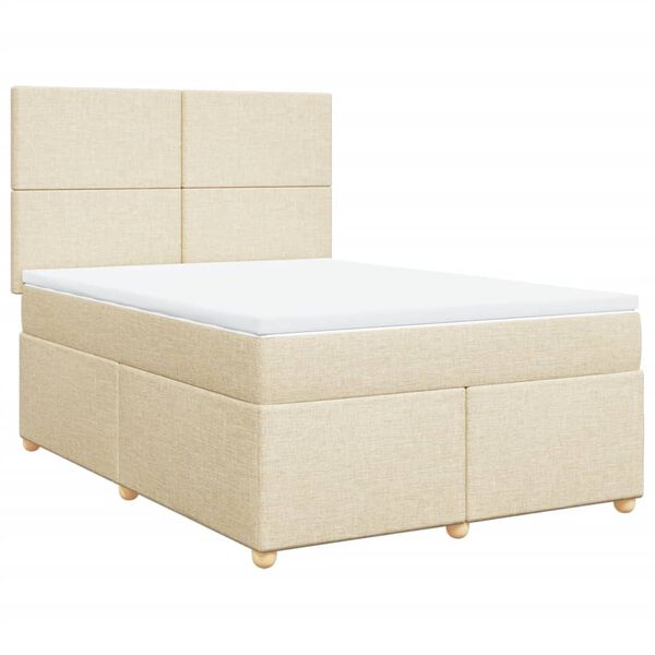 vidaXL Boxspring met matras stof cr&egrave;mekleurig 140x200 cm