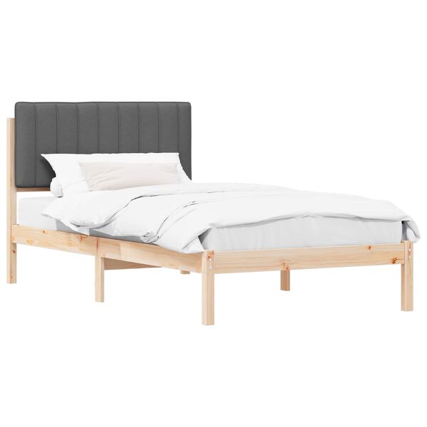 vidaXL Bedframe met Gevoerd Hoofdgedeelte Donkergrijs 100 x 200 cm