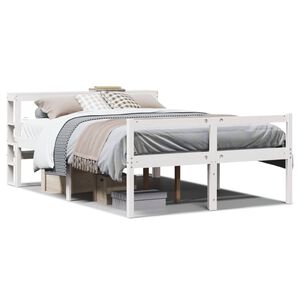vidaXL Seniorenbed met hoofdbord massief grenenhout wit 120x200 cm