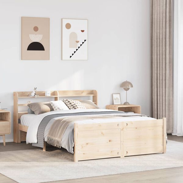 vidaXL Bedframe met hoofdbord massief grenenhout 120x190 cm
