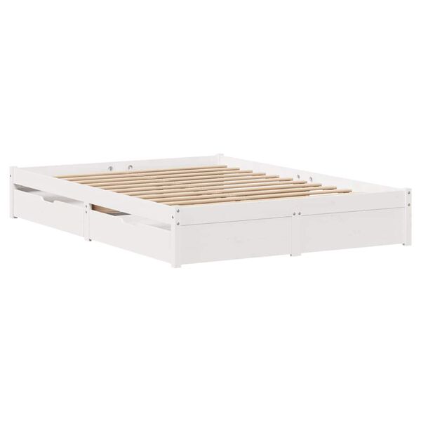 vidaXL Bedframe zonder matras massief grenenhout wit 150x200 cm