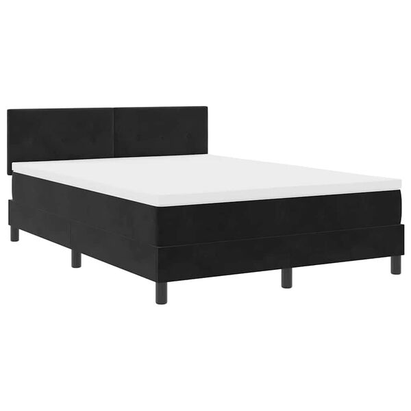 vidaXL Boxspringbed met matras Zwart 140 x 190 cm Fluweel